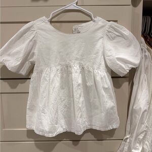 Janie and Jack 10 White Puff Sleeve Peplum Top